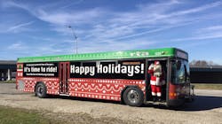 Greater Dayton Regional Transit Authority holiday bus. Greater Dayton Regional Transit Authority holiday bus.