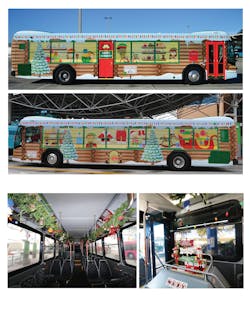 Lynx&apos;s holiday bus wrap.