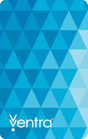 The Ventra card&rsquo;s new design is inspired by the Ventra &apos;V&apos;, featuring a repetition of geometric triangles to create a pattern in varied hues of blue, a nod to Lake Michigan.