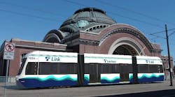A preliminary rendering of the proposed Brookville Liberty LRV for Sound Transit Tacoma Link. Design details and color of the actual vehicles may be subject to change.