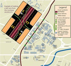 In the Medical Center left turns are allowed, but only at designated intersections. In the Medical Center left turns are allowed, but only at designated intersections.