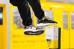 An annual ticket is incorporated into the limited-edition sneaker, so the person wearing the shoes has free transit for the year on any BVG vehicle. An annual ticket is incorporated into the limited-edition sneaker, so the person wearing the shoes has free transit for the year on any BVG vehicle.