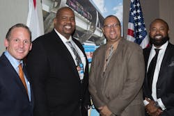 From left: Pinellas Suncoast Transit Authority (PSTA) CEO Brad Miller presents the Safety Excellence Award to Palm Tran’s Safety and Training Officer Jafari Bowden, Director of Operations Sean Smith and Executive Director Clinton B. Forbes. From left: Pinellas Suncoast Transit Authority (PSTA) CEO Brad Miller presents the Safety Excellence Award to Palm Tran’s Safety and Training Officer Jafari Bowden, Director of Operations Sean Smith and Executive Director Clinton B. Forbes.