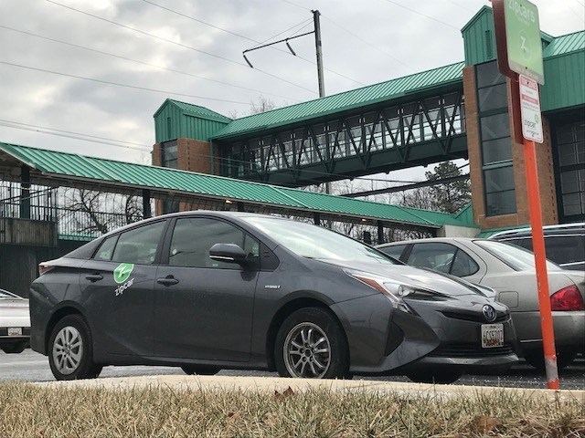 Zipcar at MDOT MTA&rsquo;s Halethorpe MARC Train station.