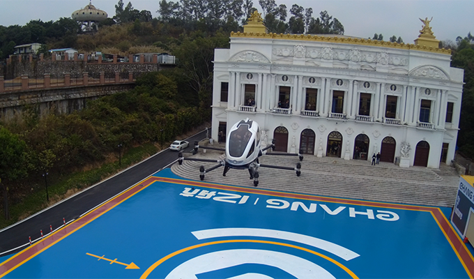 Two EHANG executives took manned flight on EHANG 2-seat AAV.