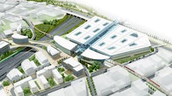 Rendering of the regional transit center and passenger processing facility at Toronto Pearson International Airport.