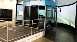 The simulator, designed and installed by FAAC Inc. using a 180-degree screen display and 4K projection system, is one of the first in the world to use full-scale original equipment manufacturer components to control the bus simulator.