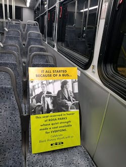 RTA will reserve a seat for Rosa Parks in honor of black history month. RTA will reserve a seat for Rosa Parks in honor of black history month.
