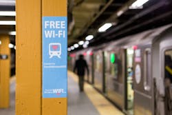 Transit Wireless deployed signage in MTA stations, informing passengers of their wi-fi services. Transit Wireless deployed signage in MTA stations, informing passengers of their wi-fi services.
