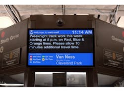 In late 2012, Metro rolled out a new digital signage project designed to inform riders on its Metrorail system about track work, weekend closures and other travel issues before they pass through the fare gate at any of the system’s 88 stations. In late 2012, Metro rolled out a new digital signage project designed to inform riders on its Metrorail system about track work, weekend closures and other travel issues before they pass through the fare gate at any of the system’s 88 stations.