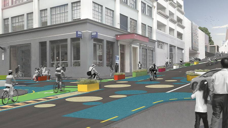 Artist's impression of the cycleway on Federal Street.
