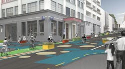 Artist&apos;s impression of the cycleway on Federal Street.