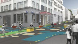 Artist's impression of the cycleway on Federal Street. Artist's impression of the cycleway on Federal Street.