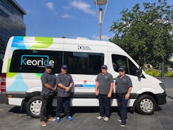 The Keoride app will match passengers who are travelling in the same direction and calculate an optimised flexible route to pick them up and take them to their destination. The Keoride app will match passengers who are travelling in the same direction and calculate an optimised flexible route to pick them up and take them to their destination.