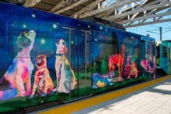 Train wrap designed by artist Kerri Warner. Train wrap designed by artist Kerri Warner.