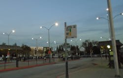 Cobra-head LED fixtures provide bright light to the parking lot. Cobra-head LED fixtures provide bright light to the parking lot.