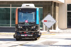 First Transit is supporting a shared autonomous vehicle in winter weather. First Transit is supporting a shared autonomous vehicle in winter weather.