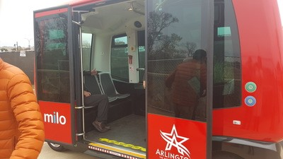 This battery operatored shuttle is used in Arlington at AT&T Stadium.