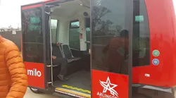 This battery operatored shuttle is used in Arlington at AT&T Stadium.