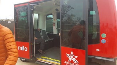 This battery operatored shuttle is used in Arlington at AT&amp;T Stadium.