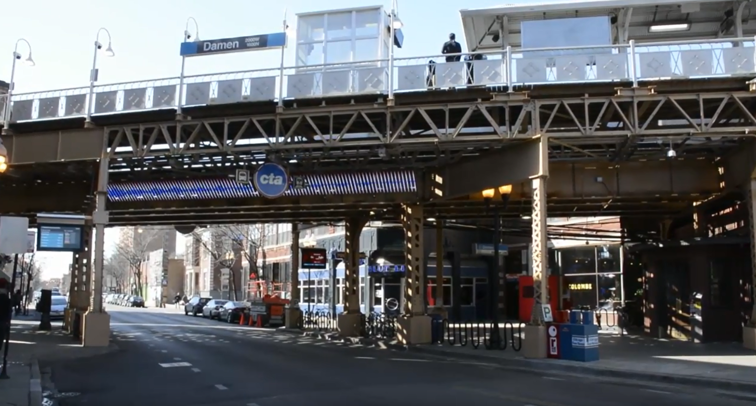 The Chicago Transit Authority has unveiled new, interactive public artwork at the Damen Blue Line station, the latest CTA station to receive unique artwork.