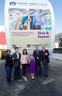 Metro Board Chair and Los Angeles Mayor Eric Garcetti awarded TAP Cards and other prizes to students who won contests to name the TBMs and create illustrations for the TBM tail shields. Metro Board Chair and Los Angeles Mayor Eric Garcetti awarded TAP Cards and other prizes to students who won contests to name the TBMs and create illustrations for the TBM tail shields.