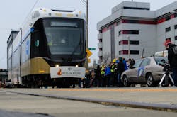 Brookville Equipment Corp. delivered the first of five streetcar vehicles to Milwaukee for The Hop on March 26, 2018. Brookville Equipment Corp. delivered the first of five streetcar vehicles to Milwaukee for The Hop on March 26, 2018.