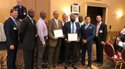 From left: Safety Council of Palm Beach County Board President Mike Dillon, former Palm Tran Performance Management Manager Keith Clinkscale, Palm Tran Senior Manager of Operations Steven Fields, Palm Tran Director of Operations Sean Smith, Palm Tran Maintenance Supervisor Jorge Torres, Palm Tran Executive Director Clinton B. Forbes, Palm Tran Maintenance Trainer Superintendent Peter Skeete, Palm Tran Interim Performance Management Manager Christian Londono and Safety Council of Palm Beach County Secretary Matt King.