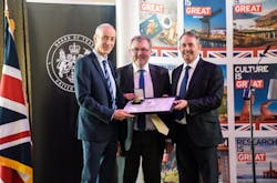 Robert Davey (ADL group commercial & business development director) accepted the Board of Trade Award from David Mundell MP (secretary of State for Scotland) and Dr Liam Fox MP (secretary of State for International Trade and president of the Board of Trade). Robert Davey (ADL group commercial & business development director) accepted the Board of Trade Award from David Mundell MP (secretary of State for Scotland) and Dr Liam Fox MP (secretary of State for International Trade and president of the Board of Trade).