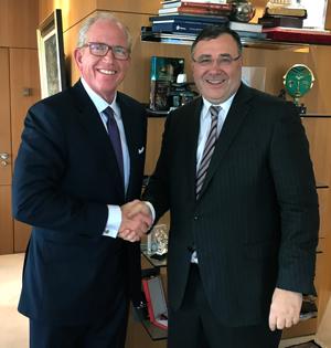 Andrew Littlefair, CEO of Clean Energy, and Patrick Pouyann&eacute;, CEO of Total.