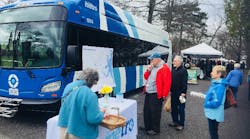 Visitors were able to view the new buses at the Portland Farmers&apos; Market.