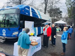 Visitors were able to view the new buses at the Portland Farmers&apos; Market.