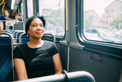 Slam Poet, Marie Brown, finds riding Metro gives her time to write.