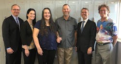 From left to right: Tom Egan, MV President and COO, Stephanie Weber, MV VP of Safety, Heather Moss, MV Driver John Moss&rsquo; wife, John Moss, MV Driver of the Year, Kevin Jones, MV CEO, and David Jickling, Director of Public Transportation, RTC of Washoe County.