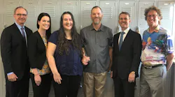 From left to right: Tom Egan, MV President and COO, Stephanie Weber, MV VP of Safety, Heather Moss, MV Driver John Moss’ wife, John Moss, MV Driver of the Year, Kevin Jones, MV CEO, and David Jickling, Director of Public Transportation, RTC of Washoe County.