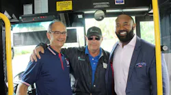 From left: Amalgamated Transit Union (ATU) Local 1577 President Dwight Mattingly, Palm Tran Bus Operator Tom Romano and Palm Tran Executive Director Clinton B. Forbes.