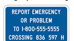 Emergency notification system signs are a requirement throughout the U.S. to be on display at rail crossings in the event of a emergency situation.