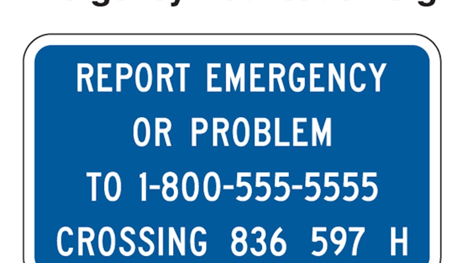 Emergency notification system signs are a requirement throughout the U.S. to be on display at rail crossings in the event of a emergency situation.