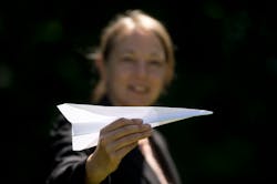 The paper airplane created for the impromptu flying contest at the C gates at O'Hare International Airport. The paper airplane created for the impromptu flying contest at the C gates at O'Hare International Airport.