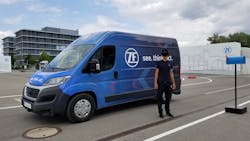 In ZF's Innovation Van, autonomous technology is used to improve the first-last mile efficiency of package delivery. (For the demonstration, the face shield worn is different than their actual design which more closely resembles glasses. They could not be shown due to propriety information.) In ZF's Innovation Van, autonomous technology is used to improve the first-last mile efficiency of package delivery. (For the demonstration, the face shield worn is different than their actual design which more closely resembles glasses. They could not be shown due to propriety information.)