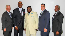 Pictured (left to right): SORTA Board Chair Kreg Keesee, Metro CEO & GM Dwight A. Ferrell, Metro operator Andrew Rodgers, ATU Local 627 President Troy Miller, Metro Executive Vice President Darryl Haley.