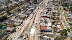 Aerial Footage of Los Angeles Crenshaw Blvd. Restoration at Leimert Park Station