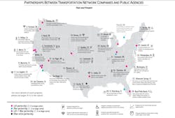 There are a number of public transport industries that partner with Uber and Lyft across the country. There are a number of public transport industries that partner with Uber and Lyft across the country.