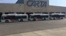 BYD announced that Chattanooga Regional Transportation Authority has taken delivery of their first three BYD K9 electric buses.