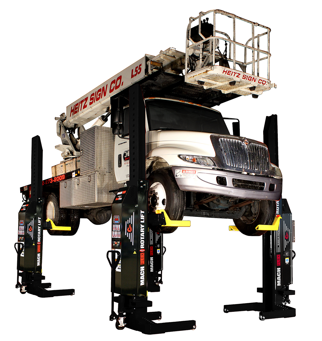 Rotary Lift, Mobile Column Lift Line-up With Remote-Controlled Lift.