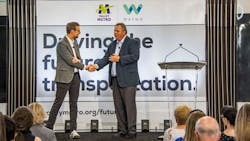 Shaun Stewart, Waymo chief business development officer and Scott Smith, Valley Metro CEO, forge a partnership to help drive the future of transportation. Shaun Stewart, Waymo chief business development officer and Scott Smith, Valley Metro CEO, forge a partnership to help drive the future of transportation.