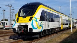 The Bombardier TALENT 3 battery-operated train made its maiden voyage at Bombardier&apos;s Hennigsdorf site. It is 50 percent quieter than modern diesel trains and sees peak values of 90 percent in the areas of efficiency and recyclability.
