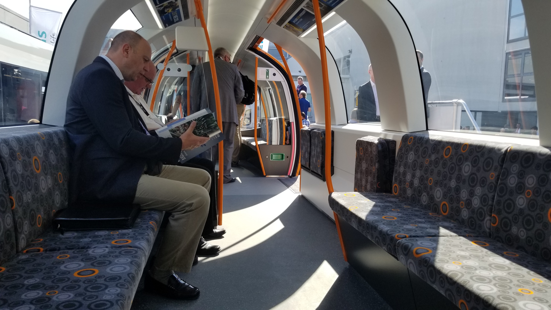 The interior of Stadler's Metro Glasgow EMU has a continuous floor height throughout the passenger compartment.