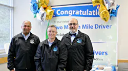 From left: Two million mile driver Ken Sahota, and million mile drivers Jennifer Routley and Rocky Cazares honored for safe driving. Not pictured: Tajinder Mahal and Thomas Rairden.