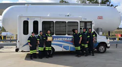 Members of Laketran’s maintenance team in front of the 30,000 gallon propane tank and a propane powered Dial-a-Ride vehicle, added to Laketran’s fleet in 2017. Laketran was recently designated as a Three-Star Ohio Green Fleet by Clean Fuel Ohio. (Left to Right): Joe Doeing, Jeremy Smalley, Nick Borelli, Scott McFadden, Barry Mallory, & Andrew McNamee.